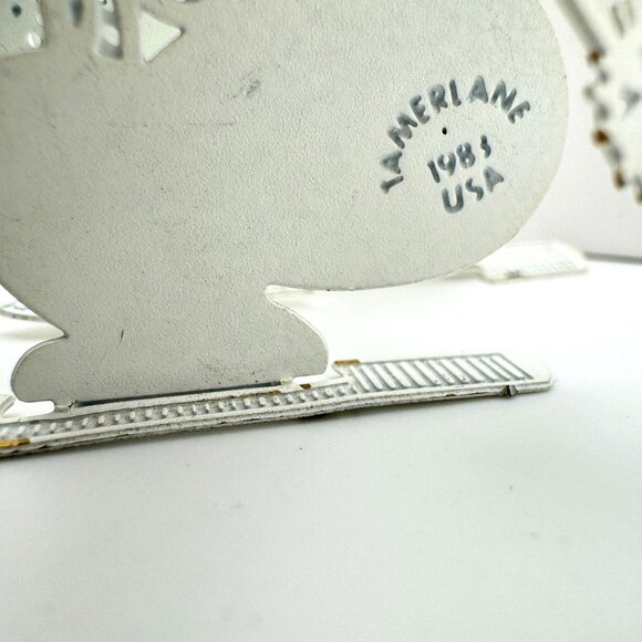 Vintage 1983 Tamerlane Skier Ornament Solid White Metal Skiing Bear - Picture 2 of 7